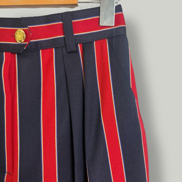 ESCADA by MARGARETHA LEY Pants Women Size 34 XS Blue Red Wool Vintage Trouser - Picture 9 of 16